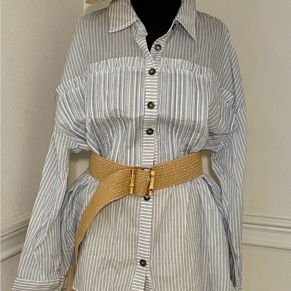 NWOT Sky Blue Striped Button-Up Shirt
